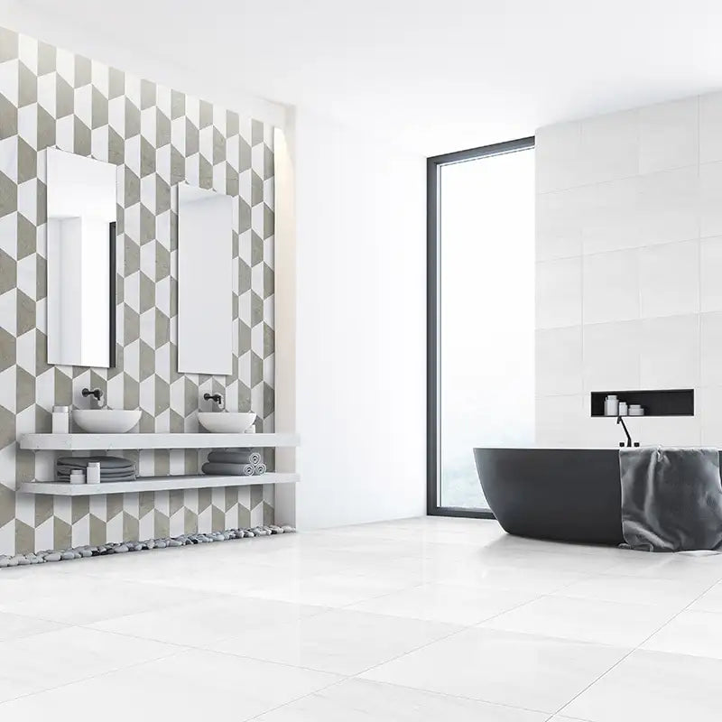 Britannia Hexagon Mosaic 8X8 Britannia Snow White Honed