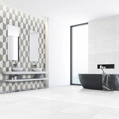 Britannia Hexagon Mosaic 8X8 Britannia Snow White Honed