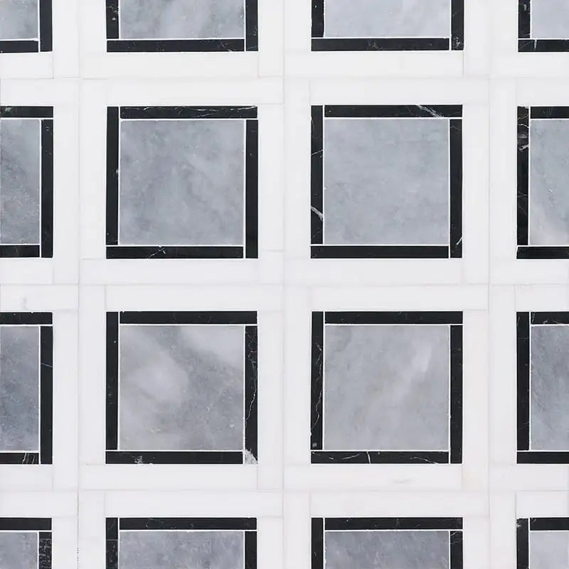 Allure Light Cambridge Mosaic 12-7/8X12-7/8 Snow White Black Allure  Multi Finish
