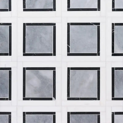 Allure Light Cambridge Mosaic 12-7/8X12-7/8 Snow White Black Allure  Multi Finish