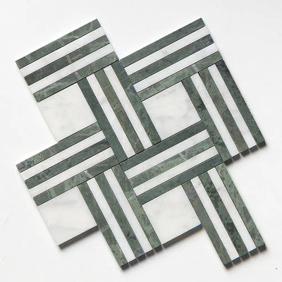 Avalon Maze Basket Mosaic 14-15/16X17-11/16 Avalon Verde Capri Honed&Polished
