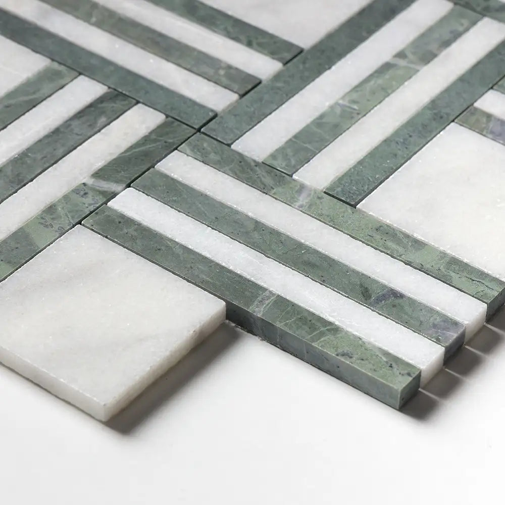 Avalon Maze Basket Mosaic 14-15/16X17-11/16 Avalon Verde Capri Honed&Polished