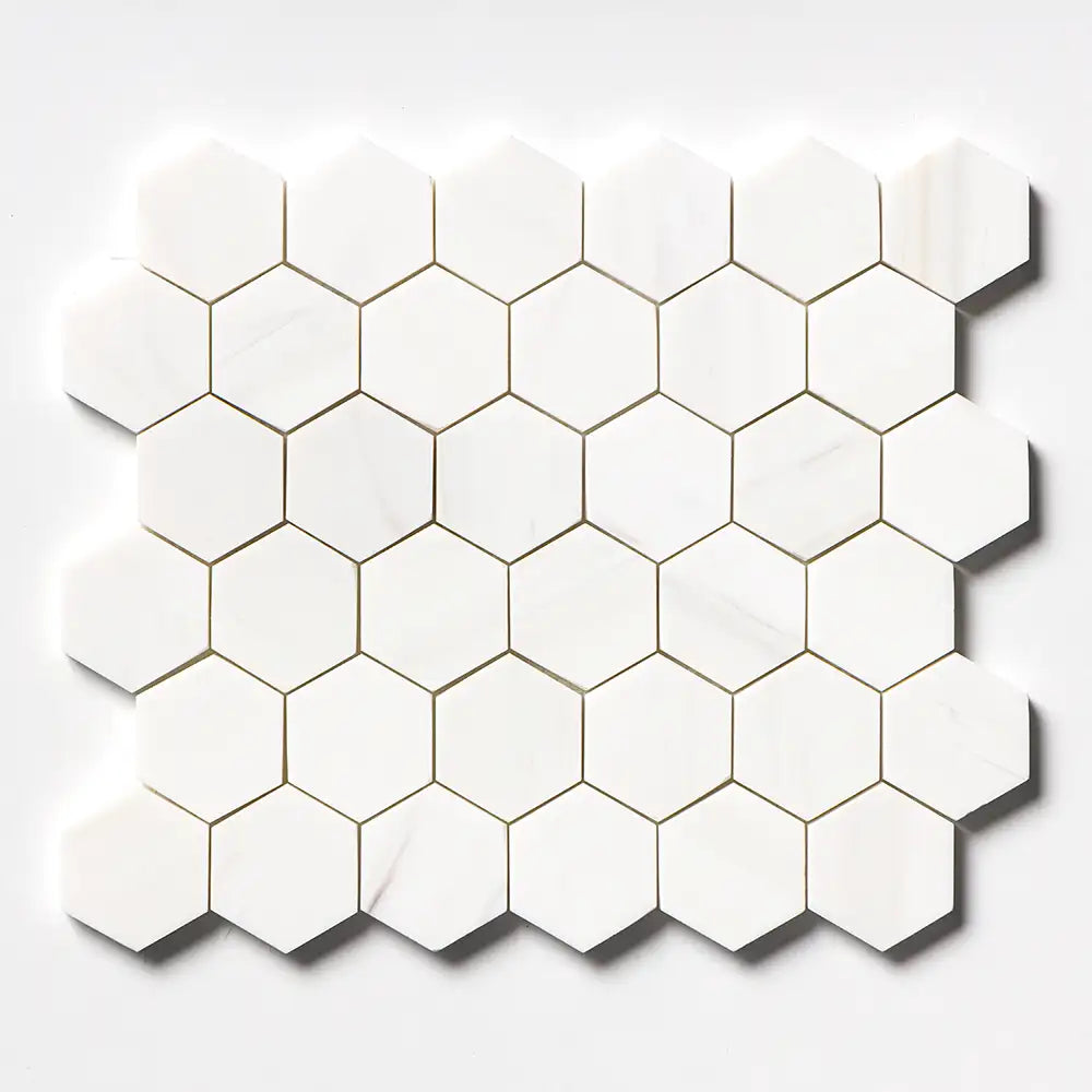 Bianco Dolomiti 2X2 Hexagon Mosaic 10-3/8X12 Bianco Dolomiti Honed