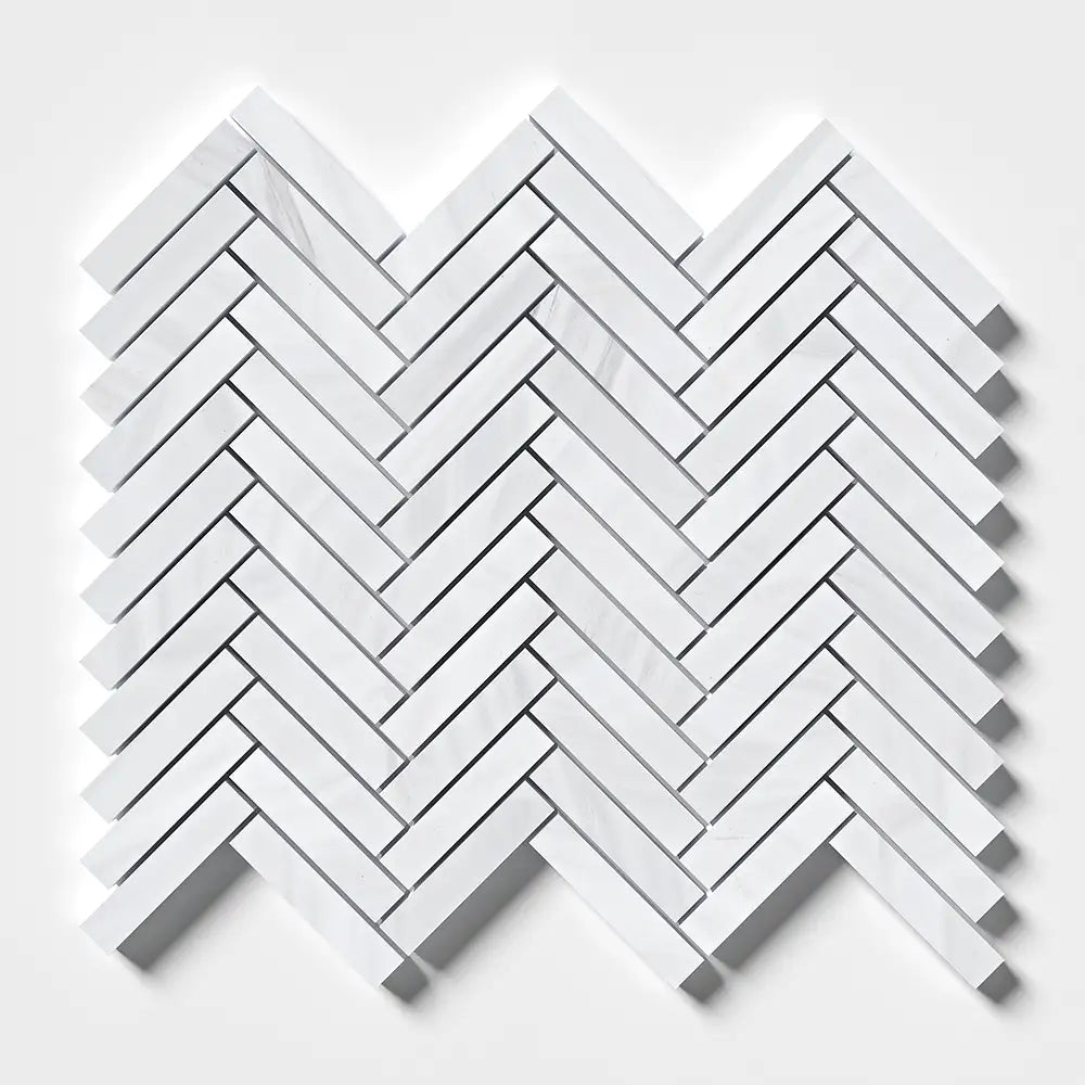 Bianco Dolomiti 5/8X3 Herringbone Mosaic 12X12 Bianco Dolomiti Honed