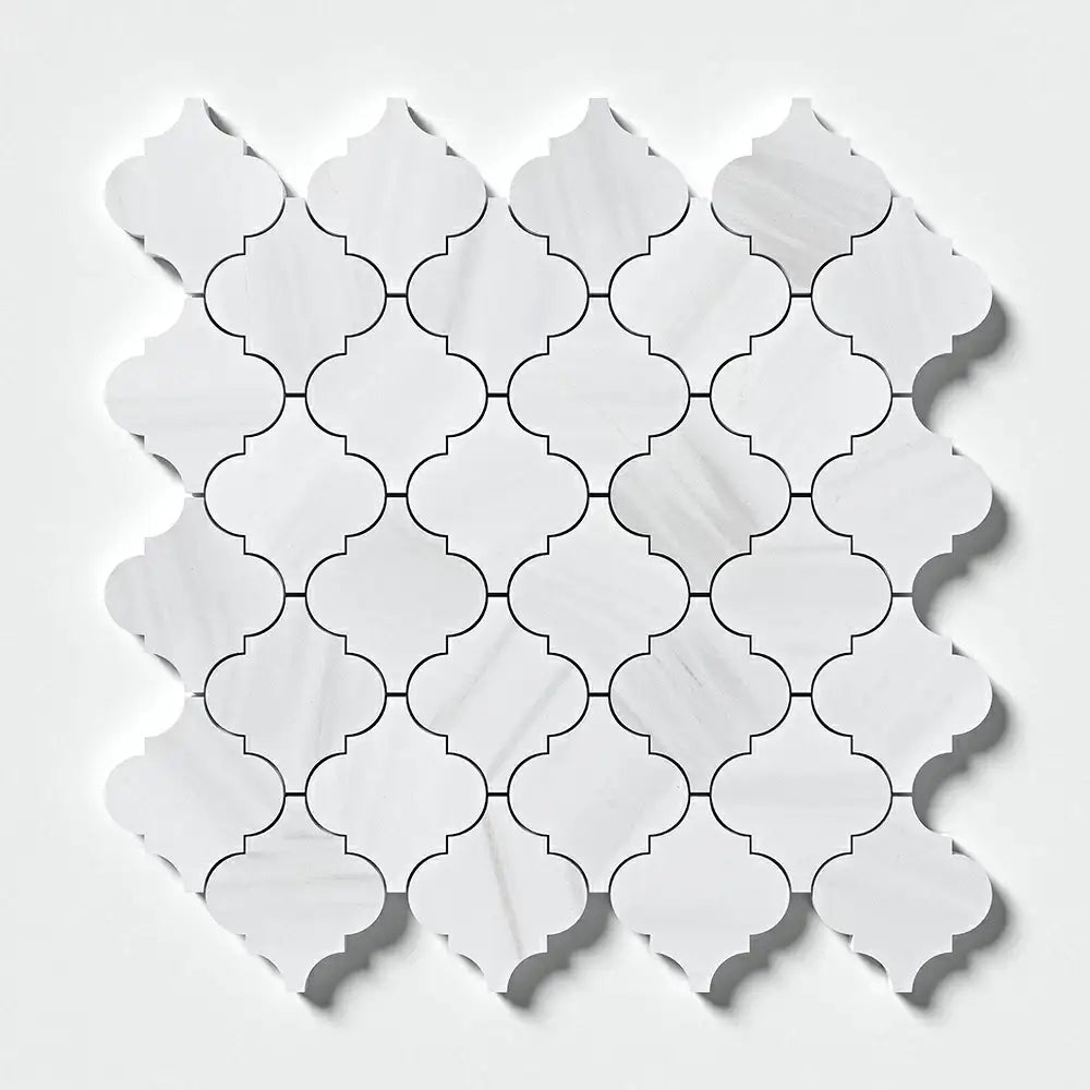 Bianco Dolomiti Meshed Arabesque Mosaic 10-3/8X12 Bianco Dolomiti Honed
