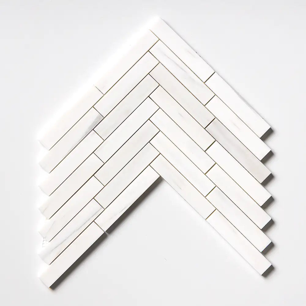 Bianco Dolomiti Large Herringbone Mosaic 12-7/8X8-9/16 Bianco Dolomiti Honed