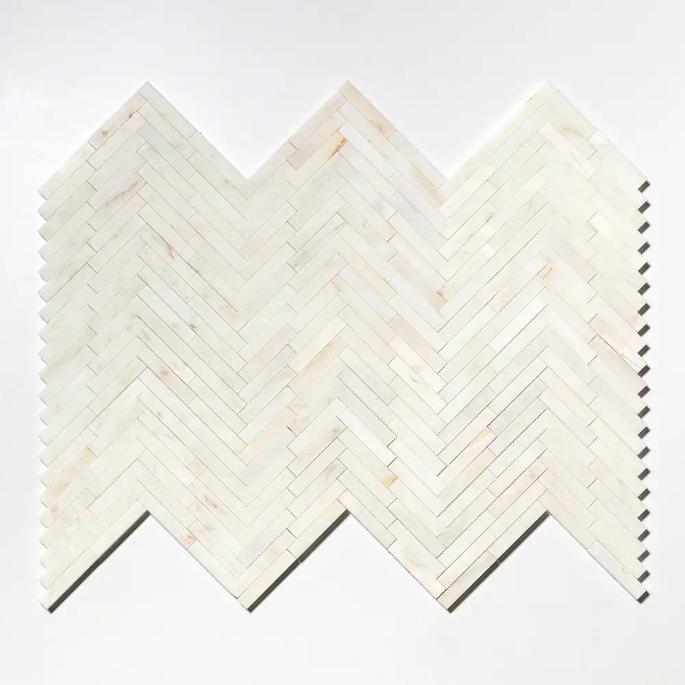 Calacatta Amber Marble Large Herringbone Mosaic 12-7/8X8-9/16 Calacatta Amber Honed