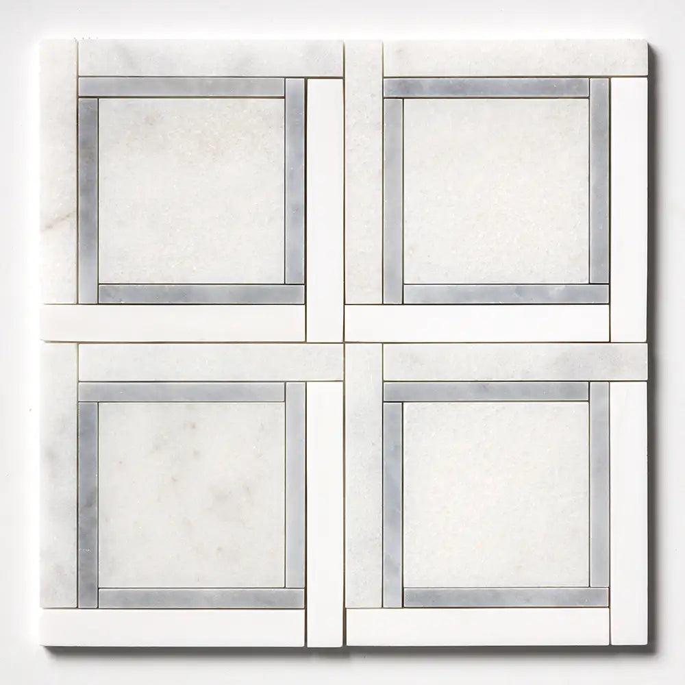 Glacier Marble Cambridge Mosaic 12-7/8X12-7/8 Glacier Snow White Allure Multi Finish