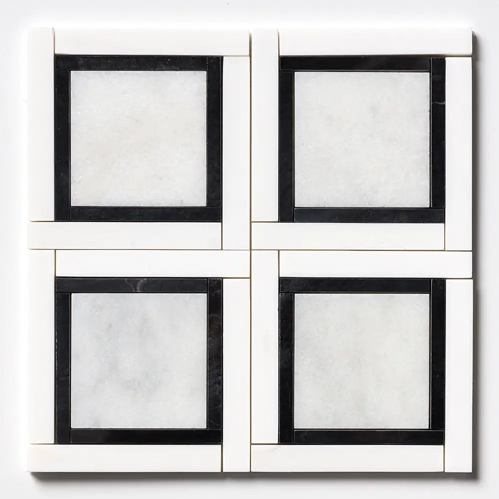 Glacier Marble Cambridge 12-7/8X12-7/8 GlacierBlack Snow White Multi Finish