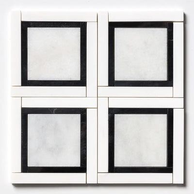 Glacier Marble Cambridge 12-7/8X12-7/8 GlacierBlack Snow White Multi Finish