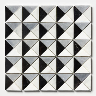 Glacier Marble Devon Mosaic 12.5X12.5 Black Glacier Allure Snow White Multi Finish