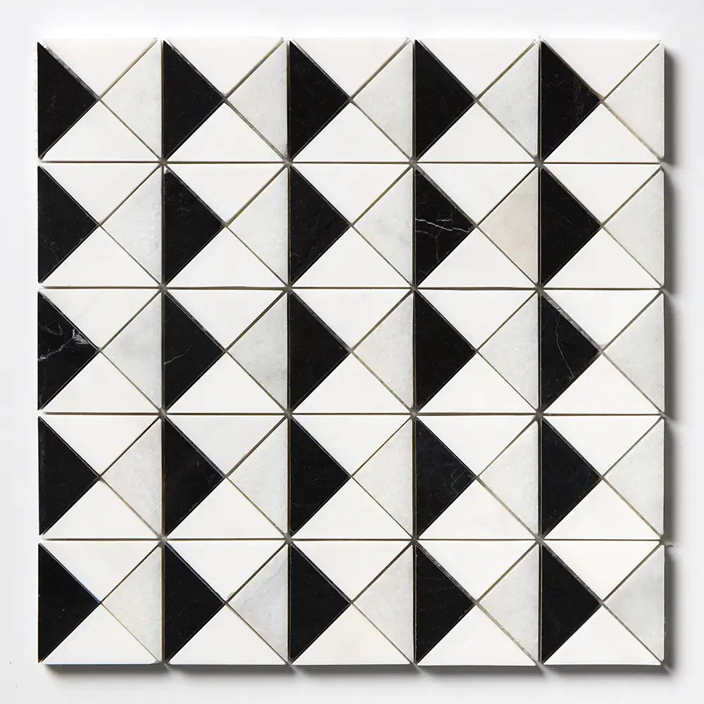 Glacier Marble Devon Mosaic 12.5X12.5 Glacier Black Snow White Multi Finish