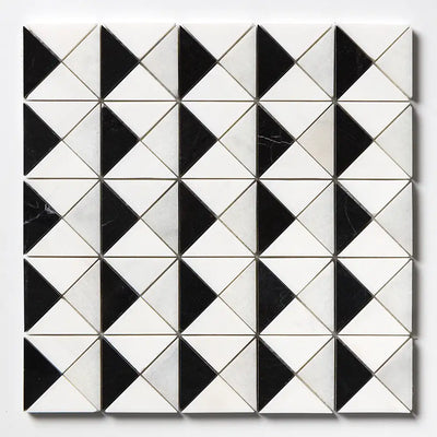 Glacier Marble Devon Mosaic 12.5X12.5 Glacier Black Snow White Multi Finish