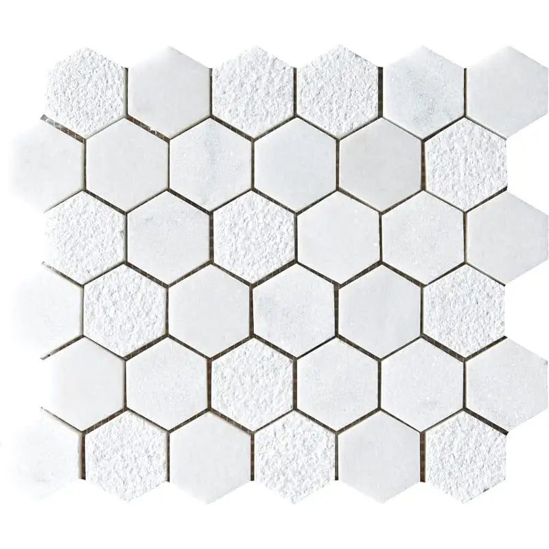 Glacier Marble 2X2 Hexagon Mosaic 10-3/8X12 Glacier Textured
