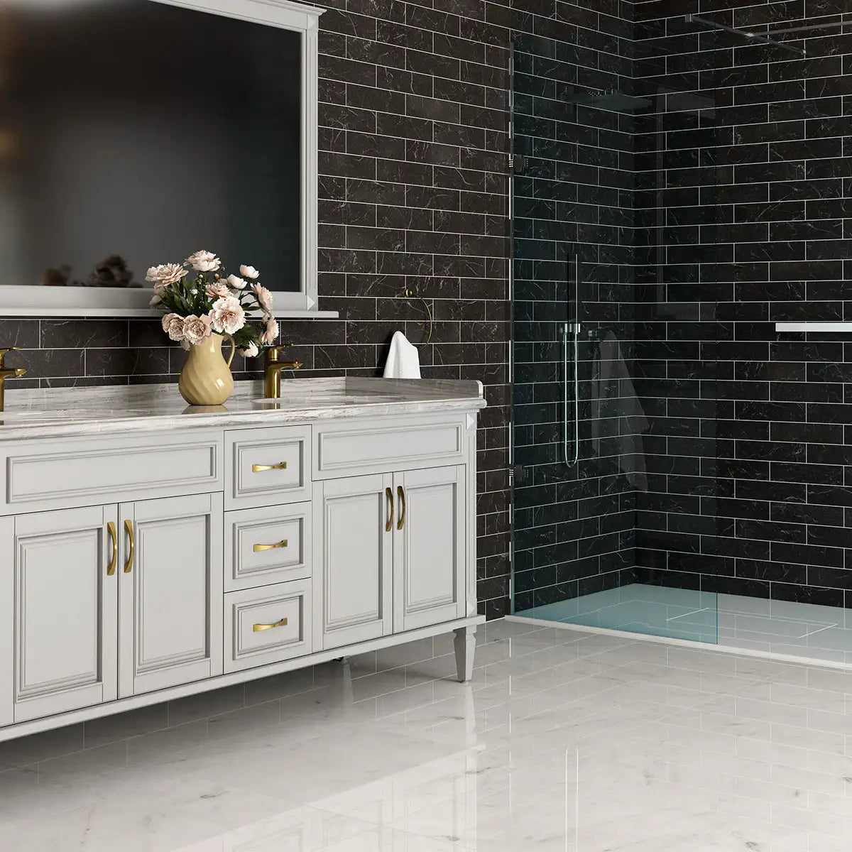 Iris Black Marble 3X12 Iris Black Honed