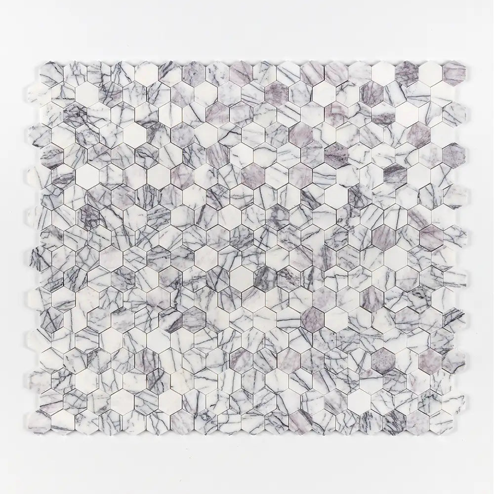 Lilac Honed Marble 2X2 Hexagon Mosaic 10-3/8X12 Lilac Honed