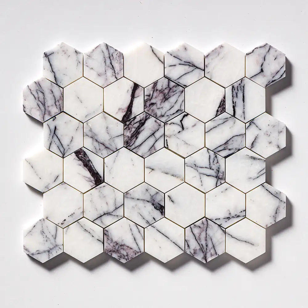 Lilac Honed Marble 2X2 Hexagon Mosaic 10-3/8X12 Lilac Honed