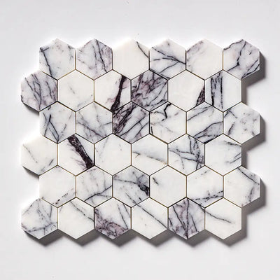 Lilac Honed Marble 2X2 Hexagon Mosaic 10-3/8X12 Lilac Honed
