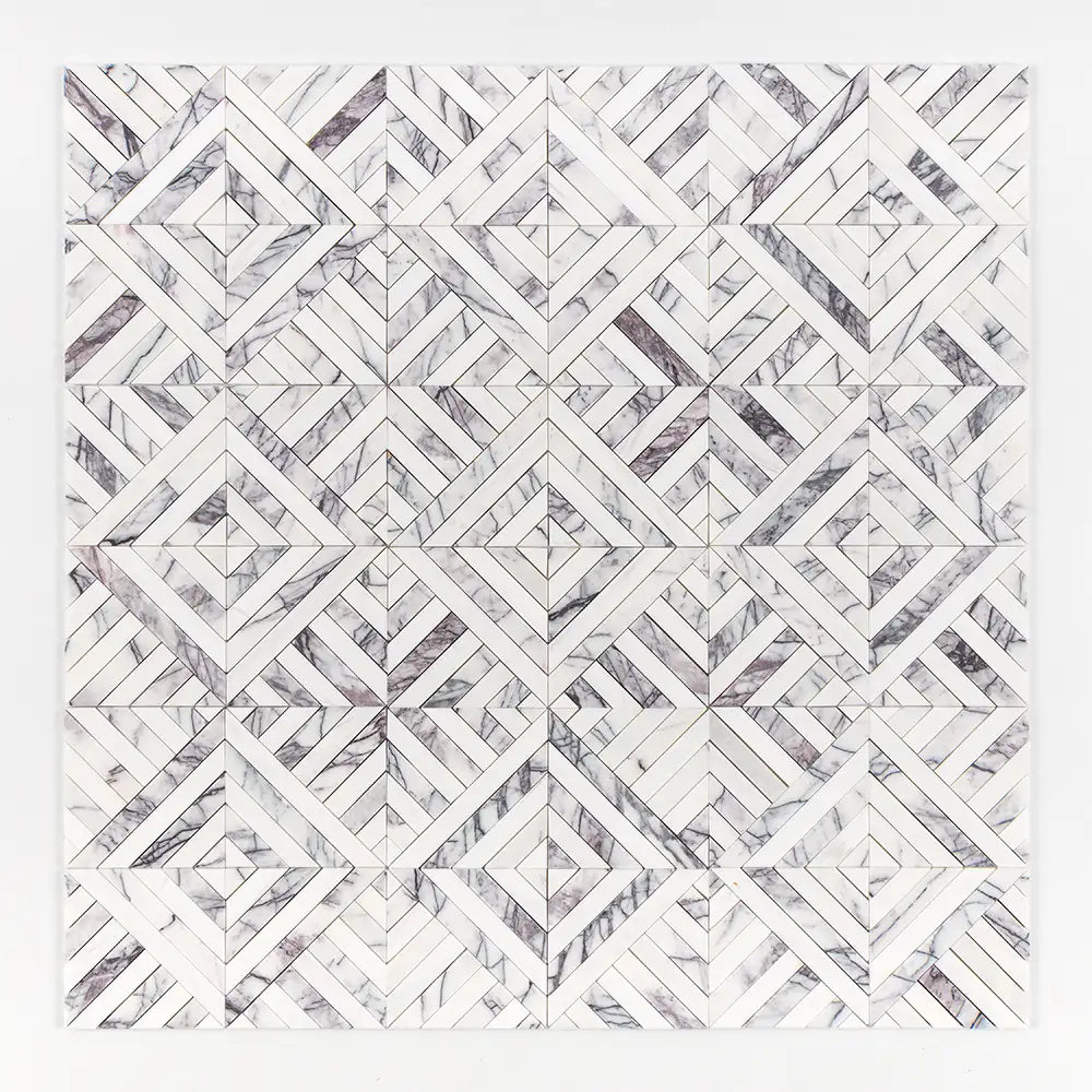 Lilac Honed Marble Ponte Mosaic 14-5/16X14-5/16 Lilac Honed