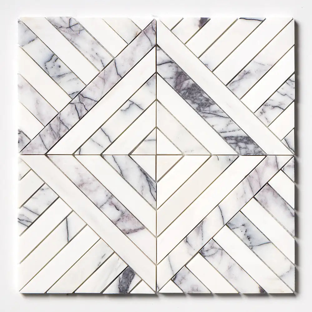 Lilac Honed Marble Ponte Mosaic 14-5/16X14-5/16 Lilac Honed