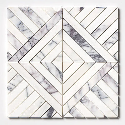 Lilac Honed Marble Ponte Mosaic 14-5/16X14-5/16 Lilac Honed