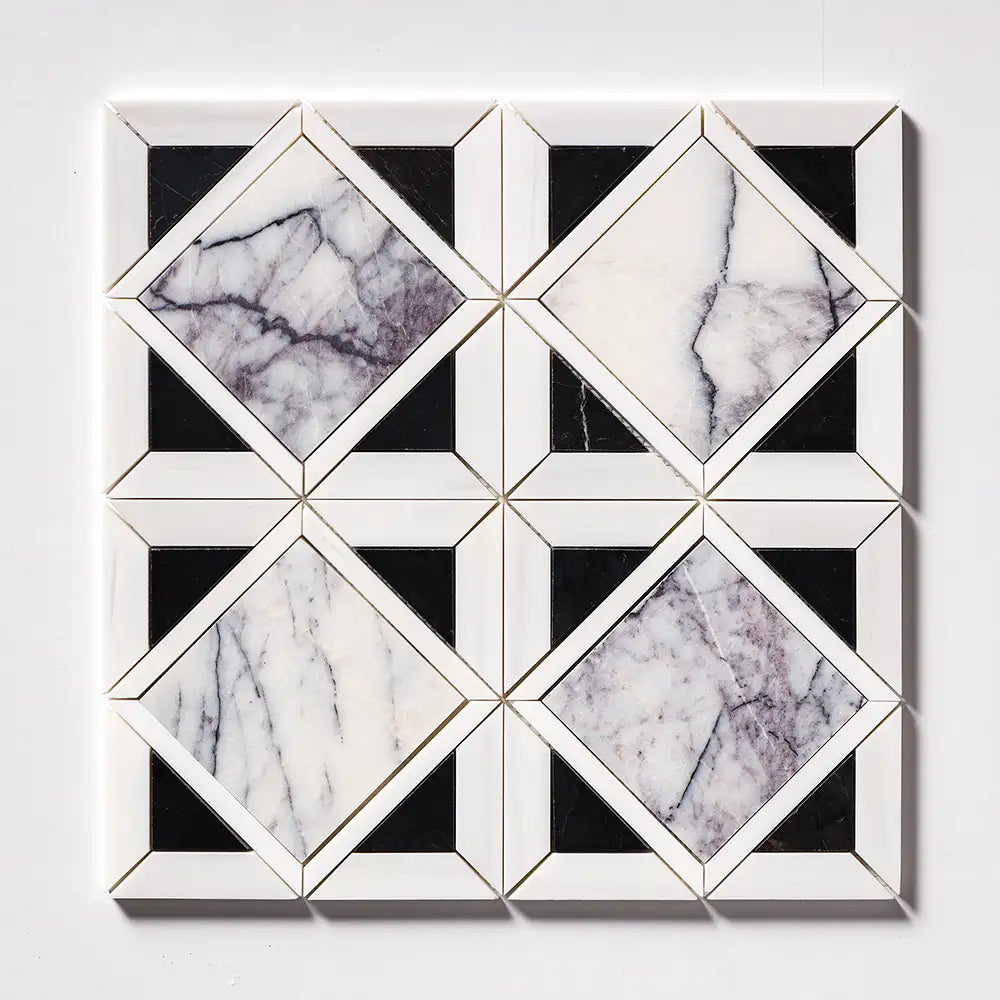 Lilac Honed Marble Kent Mosaic 13-9/16X13-9/16 Lilac Honed