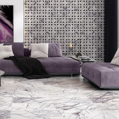Lilac Honed Marble Kent Mosaic 13-9/16X13-9/16 Lilac Honed