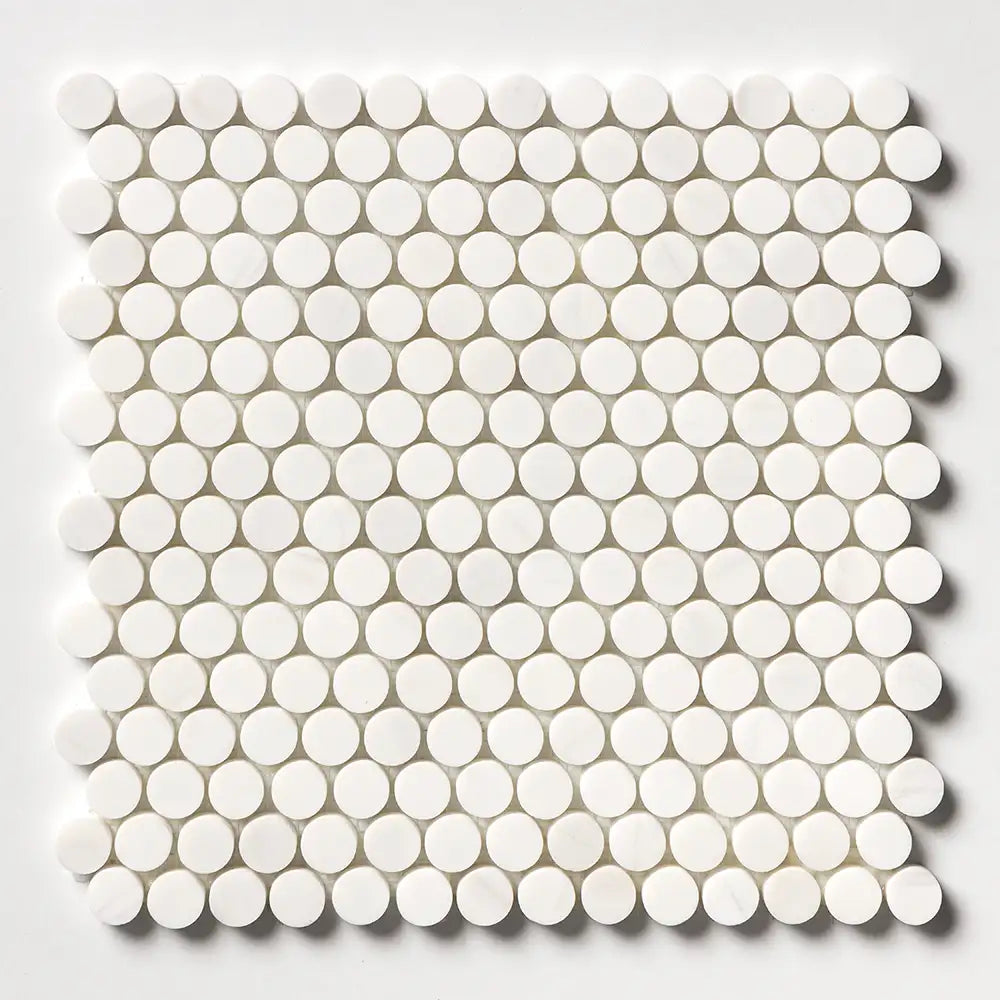 Penny Round Mosaic Collection 11.25X11.75 Snow White Honed