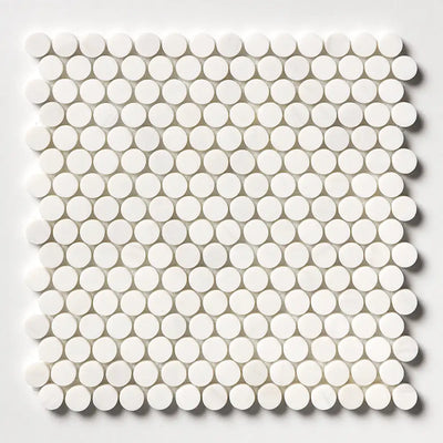 Penny Round Mosaic Collection 11.25X11.75 Snow White Honed