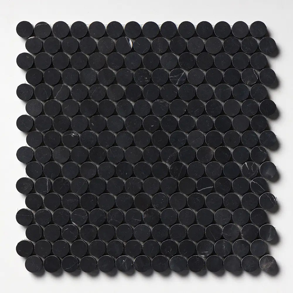 Dsa Loop Collection Penny Rounds Penny Round Mosaic Collection 11.25X11.75 Black Honed – Elit Tile