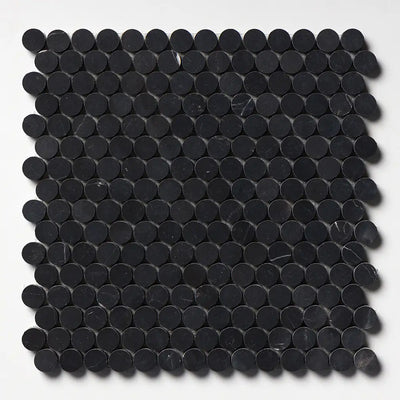Penny Round Mosaic Collection 11.25X11.75 Black Honed