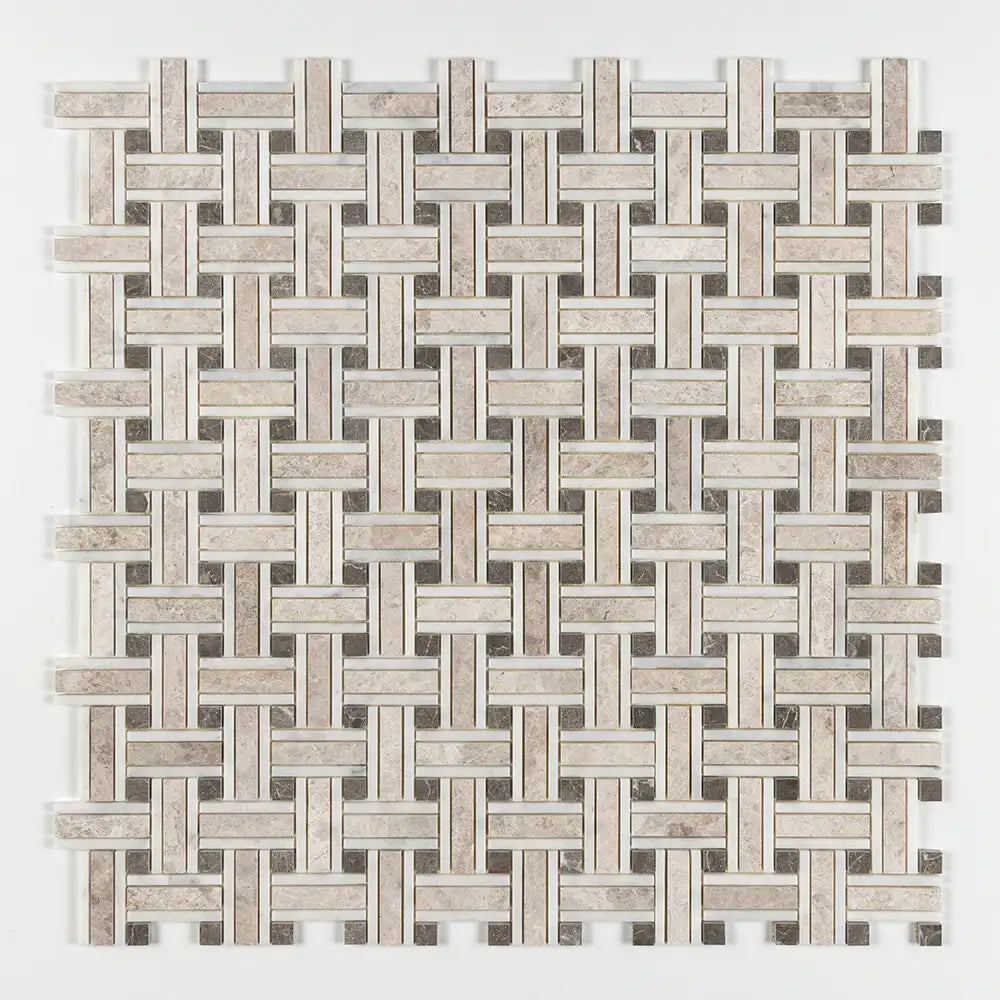 Silver Shadow Marble Lattice Mosaic 12X12 Silver Shadow Honed