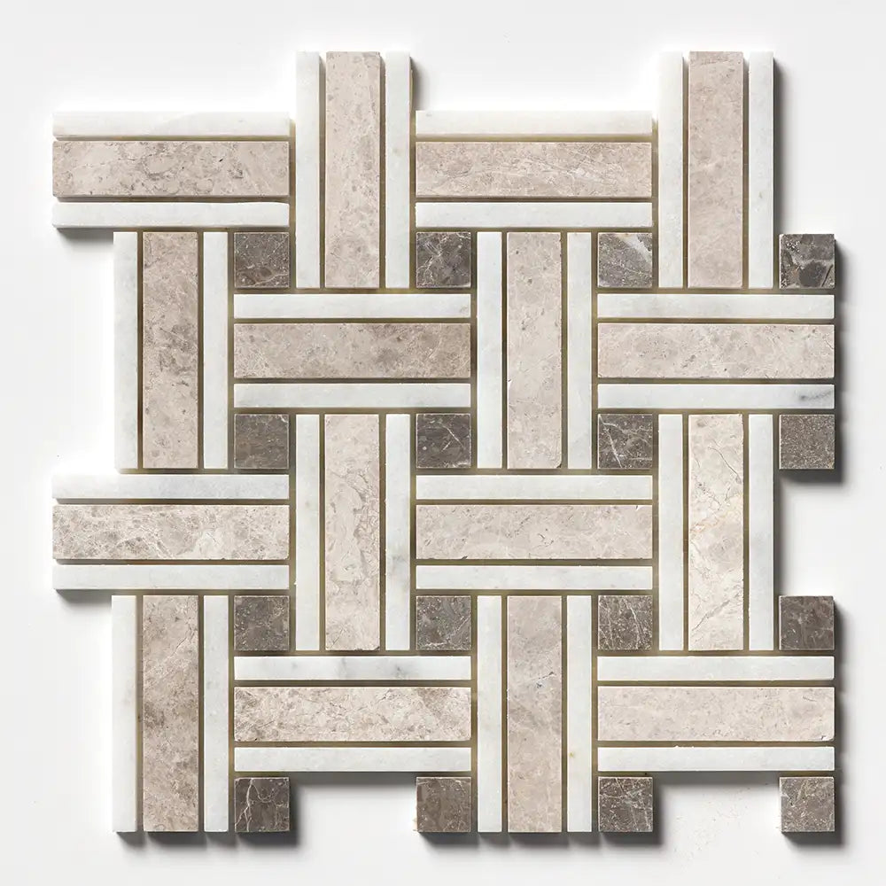Silver Shadow Marble Lattice Mosaic 12X12 Silver Shadow Honed