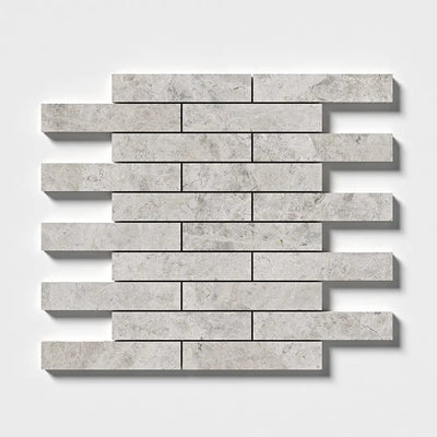 Silver Shadow Marble Offset Stacked Mosaic 12X12 Silver Shadow Honed