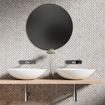 Silver Shadow Marble 1X2 Herringbone Mosaic 12-1/8X13-3/8 Silver Shadow Honed