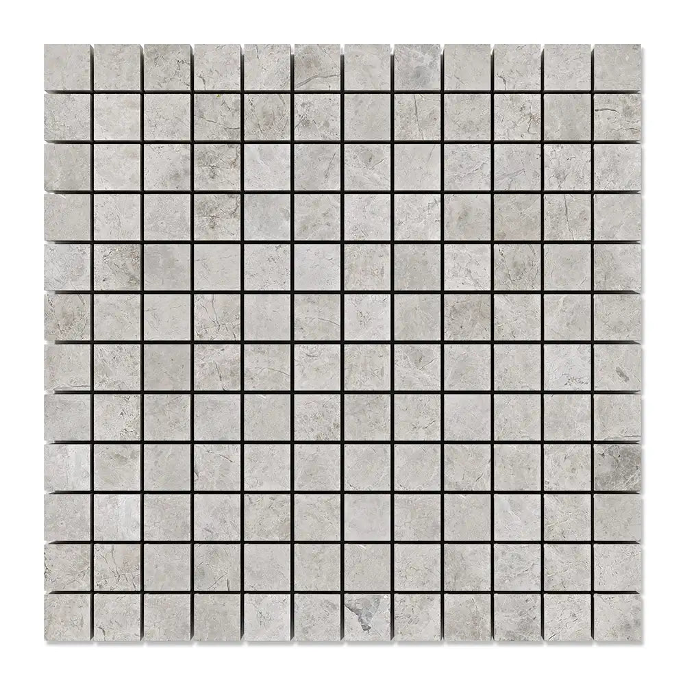 Silver Shadow Marble 1X1 Square Mosaic 12X12 Silver Shadow Honed