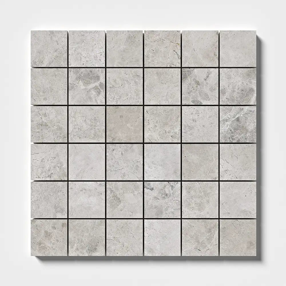 Silver Shadow Marble 2X2 Square Mosaic 12X12 Silver Shadow Honed