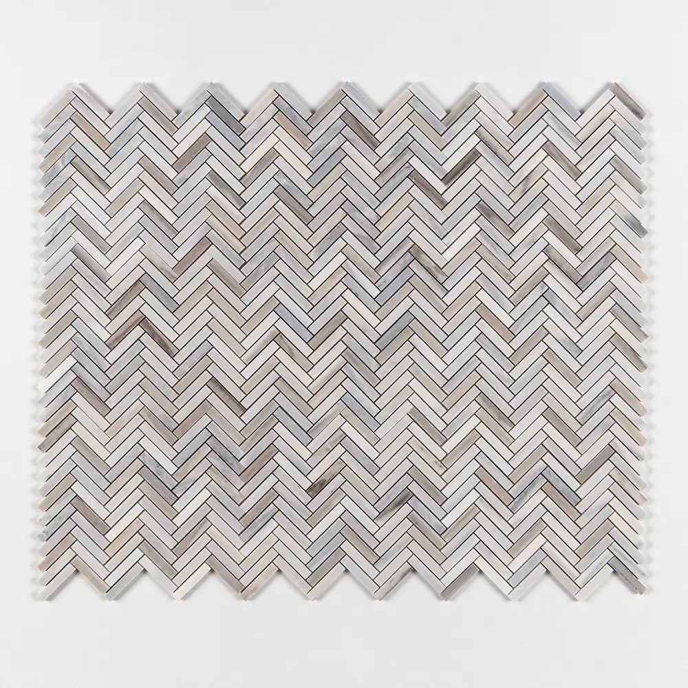 Skyline Leather Marble 5/8X3 Herringbone Mosaic 12-1/8X13-3/8 Skyline Multi Finish