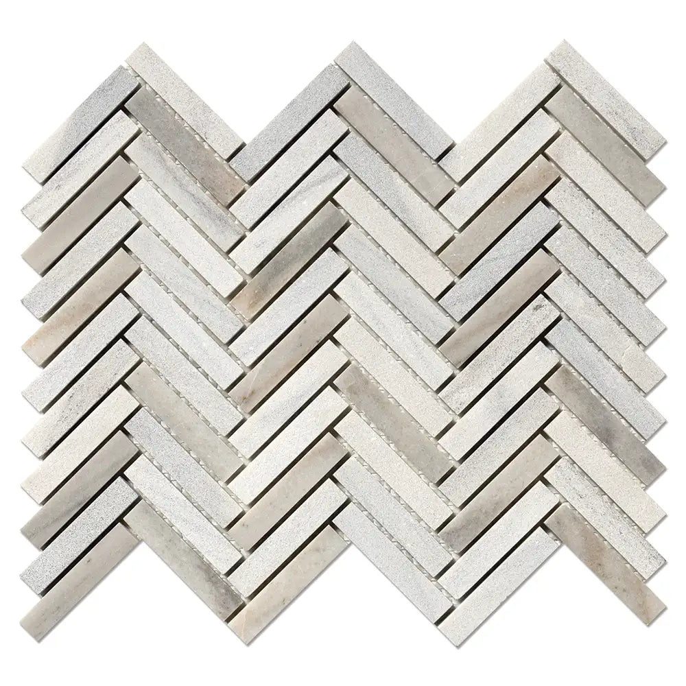 Skyline Leather Marble 5/8X3 Herringbone Mosaic 12-1/8X13-3/8 Skyline Multi Finish