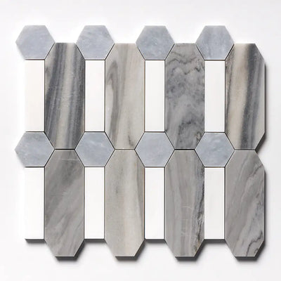 Skyline Polished Marble Pillar Mosaic 13X13 Skyline Snow White Allure Honed&Polished