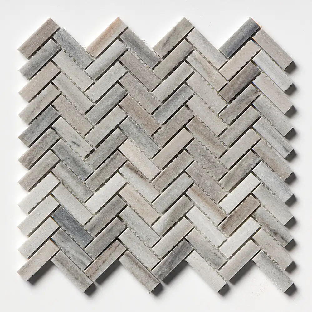 Skyline Honed Marble 5/8X3 Herringbone Mosaic 12X12 Skyline Honed
