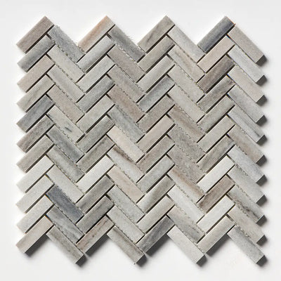 Skyline Honed Marble 5/8X3 Herringbone Mosaic 12X12 Skyline Honed
