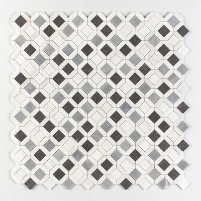 Tessa Louna Mosaic 13-7/8X14 Allure Iris Black Bianco Dolomiti Honed