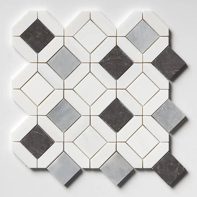 Tessa Louna Mosaic 13-7/8X14 Allure Iris Black Bianco Dolomiti Honed