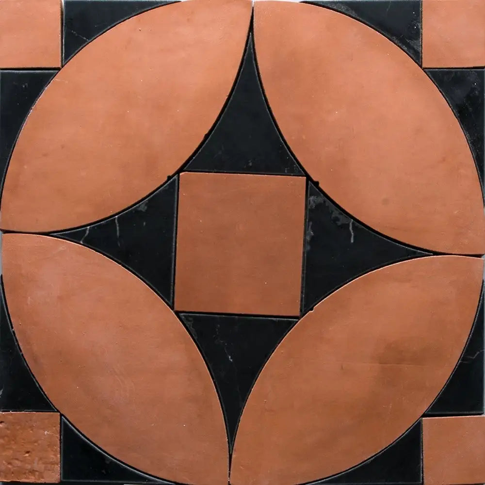 Tessa Emma Mosaic 11-7/16X12.5 Black Terracotta Honed