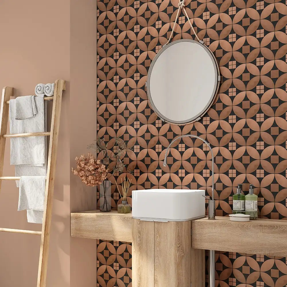 Tessa Emma Mosaic 11-7/16X12.5 Black Terracotta Honed