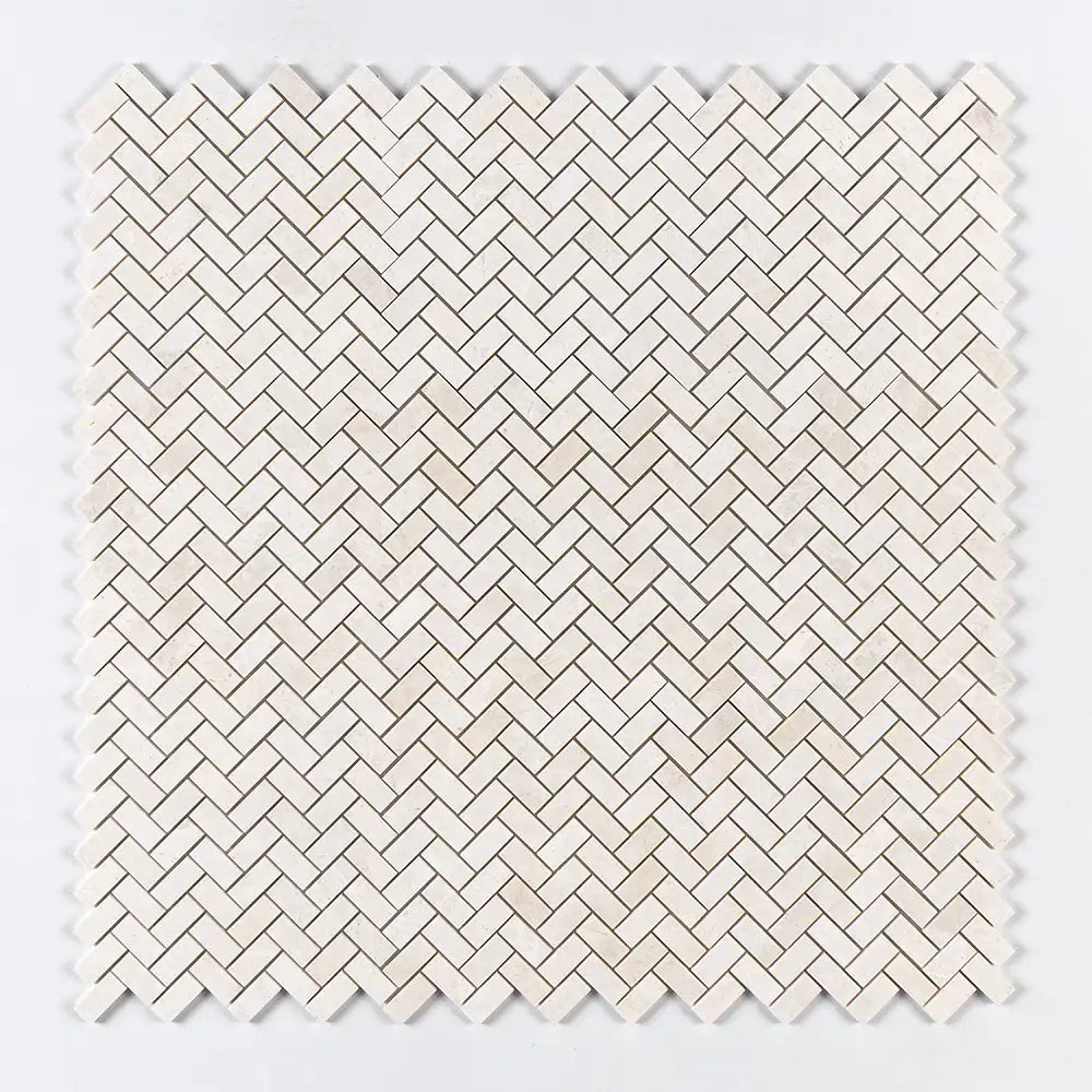 Vanilla Honed Marble 1X2 Herringbone Mosaic 12-1/8X13-3/8 Vanilla Honed