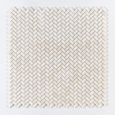 Vanilla Honed Marble 1X2 Herringbone Mosaic 12-1/8X13-3/8 Vanilla Honed