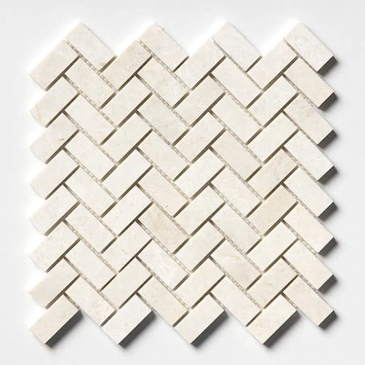 Vanilla Honed Marble 1X2 Herringbone Mosaic 12-1/8X13-3/8 Vanilla Honed