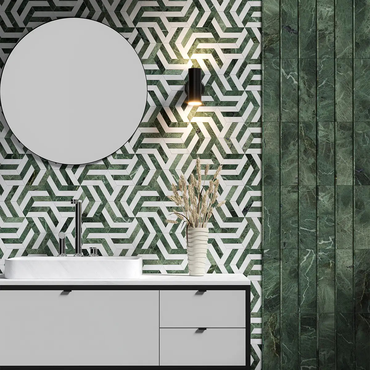 Verde Tia Honed Marble 3X12 Verde Tia Honed